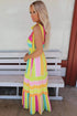 Color Block Striped Bow Knot Straps Maxi Dress
